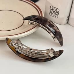 Retro Tortoiseshell Leopard Print Hair Clip Curved Temperament Full Hair Clip at Back of Head Vacation Daily Hair Accessory