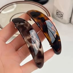 Retro Tortoiseshell Leopard Print Hair Clip Curved Temperament Full Hair Clip at Back of Head Vacation Daily Hair Accessory