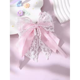 1pc Girl's Sweet Lace Bow Hair Clip with Pearl, a Romantic & Dainty Accessory for Daily Wear