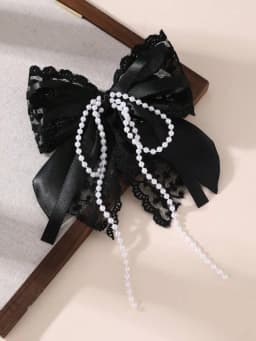 1pc Girl's Sweet Lace Bow Hair Clip with Pearl, a Romantic & Dainty Accessory for Daily Wear