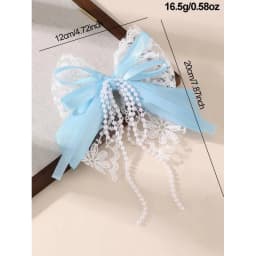 1pc Girl's Sweet Lace Bow Hair Clip with Pearl, a Romantic & Dainty Accessory for Daily Wear