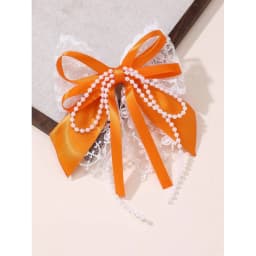 1pc Girl's Sweet Lace Bow Hair Clip with Pearl, a Romantic & Dainty Accessory for Daily Wear