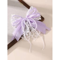 1pc Girl's Sweet Lace Bow Hair Clip with Pearl, a Romantic & Dainty Accessory for Daily Wear