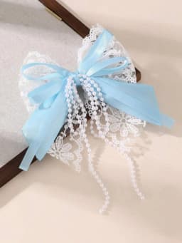 1pc Girl's Sweet Lace Bow Hair Clip with Pearl, a Romantic & Dainty Accessory for Daily Wear