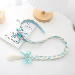 Princess Dress up Wigs, Princess Rapunzel Or Elsa Snowflake Long Braided Wig Headbands Adorn for Girls Costume Accessories