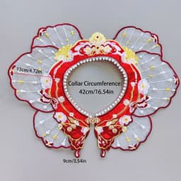 Embroidery Decoration Hanfu Shawl Butterfly Traditional False Floral Yunjian Pearl Round Neck Kids Shirt False Collar