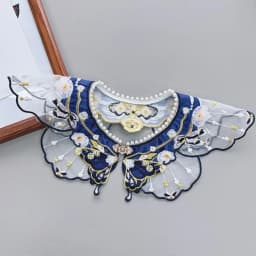 Embroidery Decoration Hanfu Shawl Butterfly Traditional False Floral Yunjian Pearl Round Neck Kids Shirt False Collar