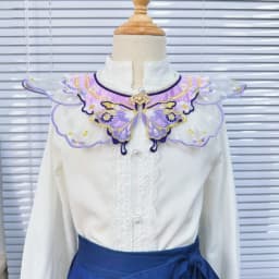 Embroidery Decoration Hanfu Shawl Butterfly Traditional False Floral Yunjian Pearl Round Neck Kids Shirt False Collar