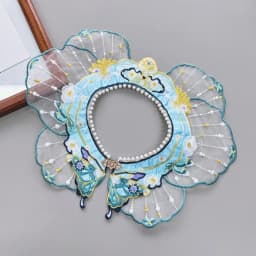 Embroidery Decoration Hanfu Shawl Butterfly Traditional False Floral Yunjian Pearl Round Neck Kids Shirt False Collar