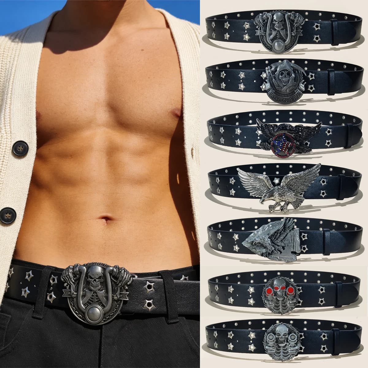 New Stylish Y2K Hollow PU Leather Fashion Punk Belt For Men Women-Trendy Accessory For Gift Giving,Neutral Waist Belts Plus Size