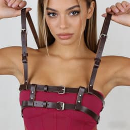 PU Women'S Chest Harness Belt, Punk Style PU Corset Belt, Black Harness Belt, Gothic Style PU Belt