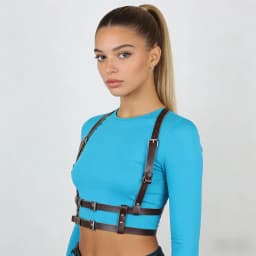 PU Women'S Chest Harness Belt, Punk Style PU Corset Belt, Black Harness Belt, Gothic Style PU Belt