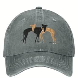 1pc Rerto Washed Baseball Cap with Printed Greyhound Dog,Streetwear Trucker Hat Summer Female Male Outdoor Sport Baseball Caps