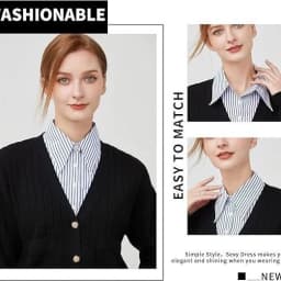 Botvotee Striped Fake Collar Detachable Dickey Collar Blouse Half Shirts Peter Pan Faux False Collar for Women & Girls Favors