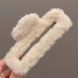 Square coffee shark hair clip, large plush autumn and winter headpiece clip