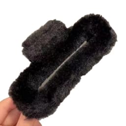 Square coffee shark hair clip, large plush autumn and winter headpiece clip