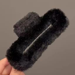 Square coffee shark hair clip, large plush autumn and winter headpiece clip