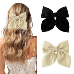 2/3/4/5pcs Girls Fashion Colors Short Bow Hair Clips, Soft Classic-Tailed Bow Hairpins, Vintage Metal Hair Clip Silk Headband, E