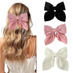2/3/4/5pcs Girls Fashion Colors Short Bow Hair Clips, Soft Classic-Tailed Bow Hairpins, Vintage Metal Hair Clip Silk Headband, E