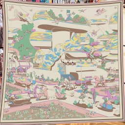130Cm French New Surreal Hub Carriage Imitation Silk Wool Travel Shawl Thermal Scarf Large Square Scarf Scarf