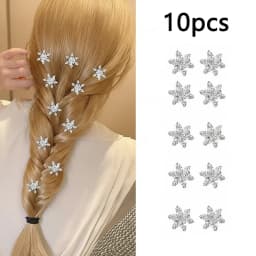 10pcs Alloy Rhinestone Snowflake Hair Clip Women Braided Hairpin Bridal Wedding Hair Accessories