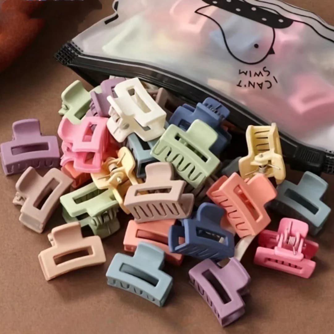 20 PCs Solid Color Matte Hollow Hair Claw Clip Candy Color Catch Barrettes Stylish Hair Accessories Suitable for Women