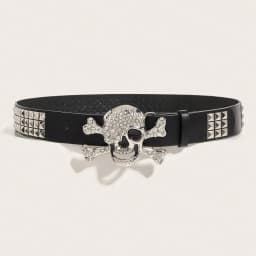 1pc Men's dark punk skull buckle rivet belt jeans versatile decorative belt