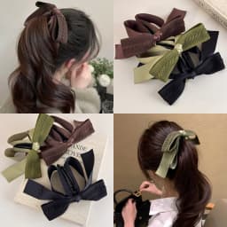 Autumn-Winter Melange~Retro Knit Bow Banana Clip for Women Large Size Anti-Slip High Ponytail Twist Hair Clip