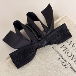 Autumn-Winter Melange~Retro Knit Bow Banana Clip for Women Large Size Anti-Slip High Ponytail Twist Hair Clip