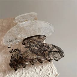 Fashion Lace Pattern Claw Clip for Women Sexy Back Head Texture Mature Half Tie Hair Shark Clip New Hair Accessories Gifts