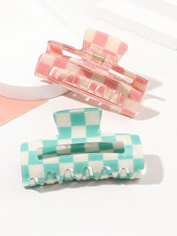 2Pcs Black Orange Checkered Hair Claw Clips Medium Jaw Clip Y2K Hair Barrettes for Women Strong Hold Hair Clamp Hair Accessories