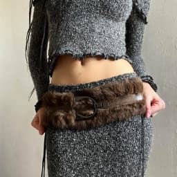 Vintage PU Leather Leather Fur Belt Spicy Girl Punk Belt Retro Korean Style Y2K Waistband Female/Girls