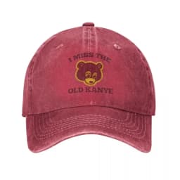 I Miss The Old Kanye West Baseball Cap College Dropout Bear Distressed Washed Hats Cap Outdoor Running Golf Gift Snapback Cap