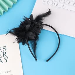 1Pcs Women Fascinator Hat Headband Flower Feather Mesh Yarn Cocktail Party Wedding Hair Accessories Head Decoration