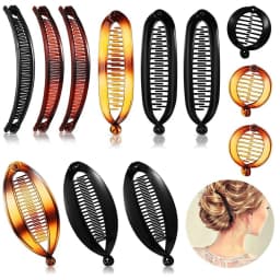 12-Piece Set of Fashionable and Versatile Leopard Print Shiny Banana Clips and Fish-Shaped Hair Clips, Suitable for Ponytails and Curly Hair, Casual Women's Hair Accessories for Parties, Balls, Formal Wear, and Outings