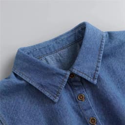 Women's Blue Washed Denim Pointed Collar Fake Collar, Professional Casual Versatile Decoration Half Shirt Style Collar