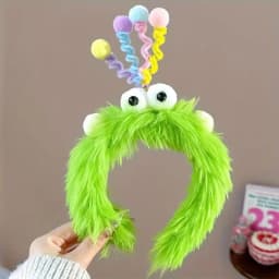 Cute Plush Big-Eyed Twist Stick Headband for Women - Soft, Non-Slip Hair Accessory Perfect for Face Washing & Styling