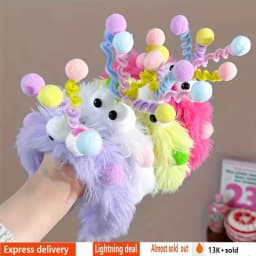 Cute Plush Big-Eyed Twist Stick Headband for Women - Soft, Non-Slip Hair Accessory Perfect for Face Washing & Styling
