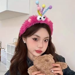Cute Plush Big-Eyed Twist Stick Headband for Women - Soft, Non-Slip Hair Accessory Perfect for Face Washing & Styling