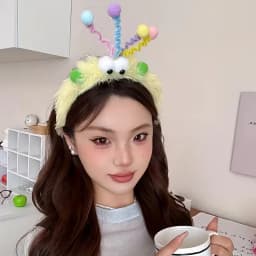 Cute Plush Big-Eyed Twist Stick Headband for Women - Soft, Non-Slip Hair Accessory Perfect for Face Washing & Styling