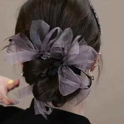 1PCS Diamond Bow Large Intestine Hair Band, Satin Bow Scrunchies Ball Head Rope Fluffy Rubber Band Hair Accessories