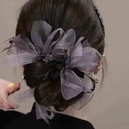 1PCS Diamond Bow Large Intestine Hair Band, Satin Bow Scrunchies Ball Head Rope Fluffy Rubber Band Hair Accessories