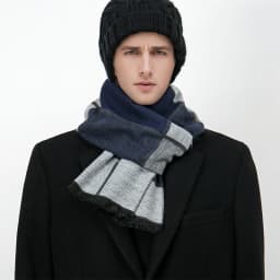 Luxury Winter Man Scarf Plaid Shawl Warm Autumn Cashmere Handkerchief Soft Outdoor Muffler Bufanda Solid Man Scarf 2025
