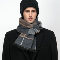 Luxury Winter Man Scarf Plaid Shawl Warm Autumn Cashmere Handkerchief Soft Outdoor Muffler Bufanda Solid Man Scarf 2025