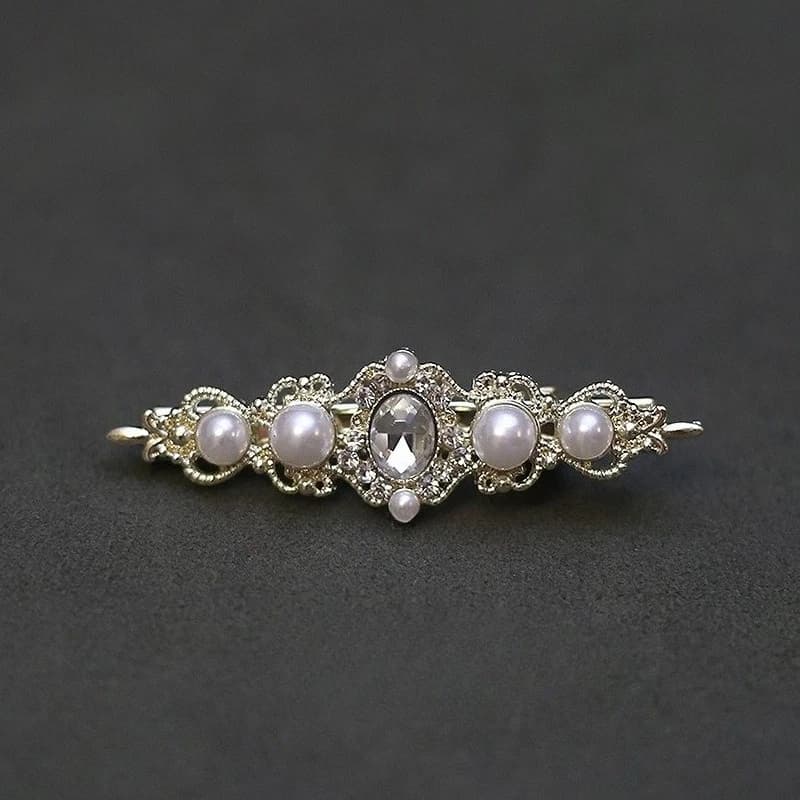1Pcs Retro Palace Style Pearl Water Diamond Hairpin Elegant Style Side Clip Women's Daily Date Dress Style Versatile Headpiece
