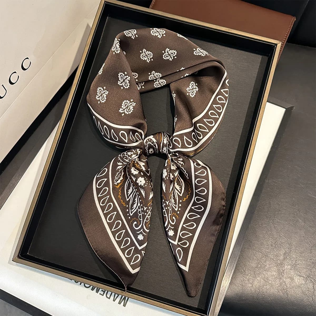 Women 70*70cm Square Silk Scarf/scarves Luxury Wrap 2025 Hair Tie Band Bag Warp Soft Neckerchief Hijab Headscarf Female Foulard