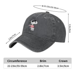 Snoopy Joe Cool Baseball Caps Vintage Distressed Denim Cartoon Headwear Unisex Style Outdoor Activities Adjustable Fit Caps Hat