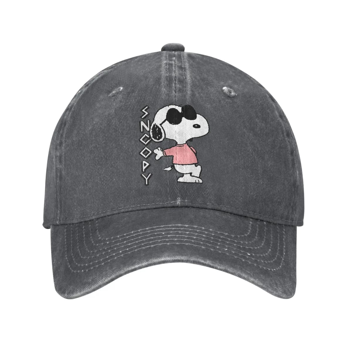 Snoopy Joe Cool Baseball Caps Vintage Distressed Denim Cartoon Headwear Unisex Style Outdoor Activities Adjustable Fit Caps Hat