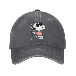 Snoopy Joe Cool Baseball Caps Vintage Distressed Denim Cartoon Headwear Unisex Style Outdoor Activities Adjustable Fit Caps Hat