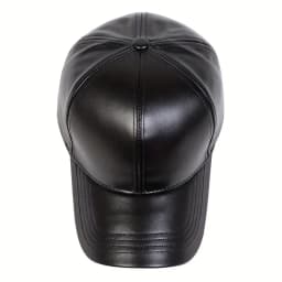 Unisex Solid Color PU Leather Baseball Caps Adjustable Casual Hats Spring and Autumn Outdoor Sunscreen Hat